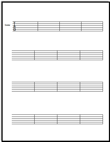 blank guitar tab printable